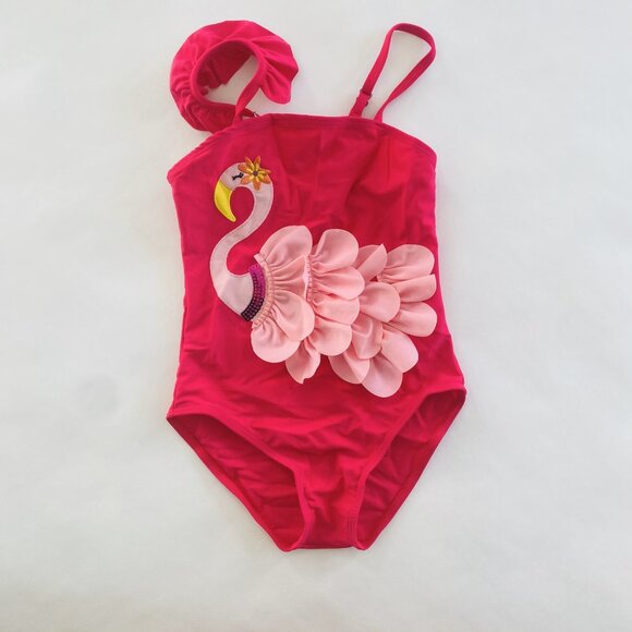 Girls Swam One-Piece Flamingo Swimsuit SIZE 4T - Picture 1 of 1